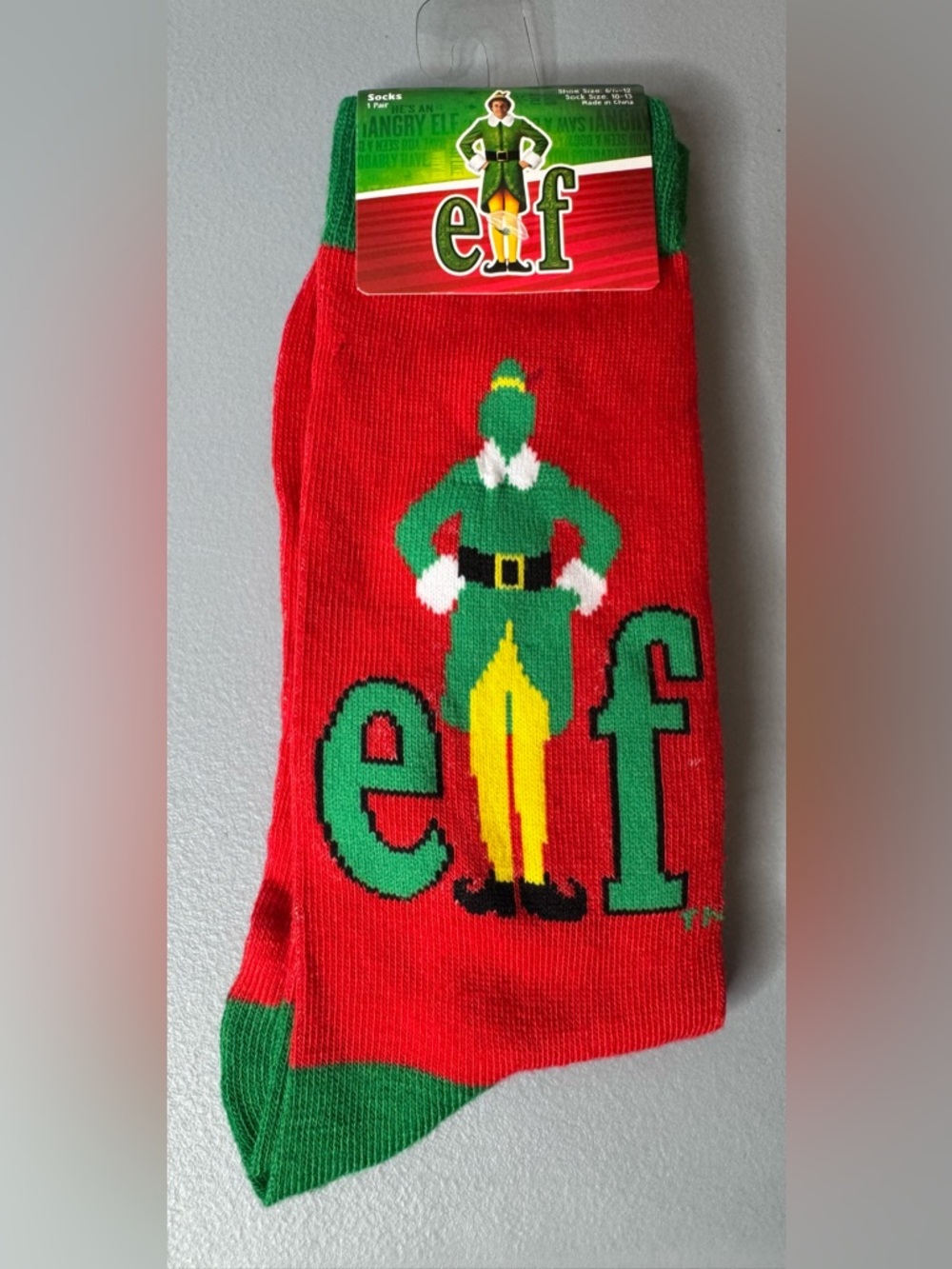 ELF movie Will Ferrell Christmas novelty socks unisex red green festive fun